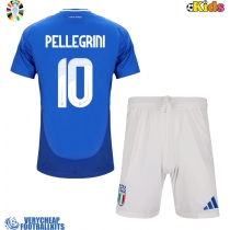 Italy Lorenzo Pellegrini #10 Replica Home Minikit Euro 2024 Short Sleeve (+ pants)